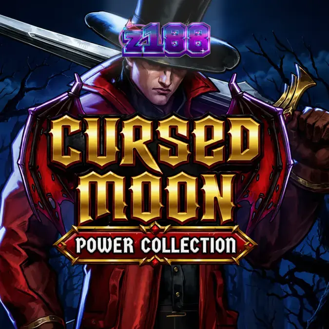 Giao diện trò chơi slot Cursed Moon Power Collection với chủ đề gothic ma mị